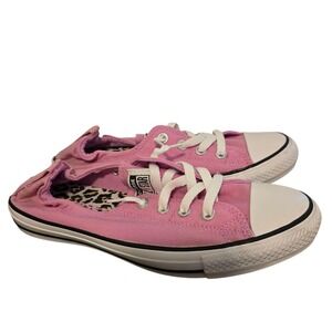 Converse All Star Shoreline Slip On Pink Leopard Canvas Sneakers Women's Shoes